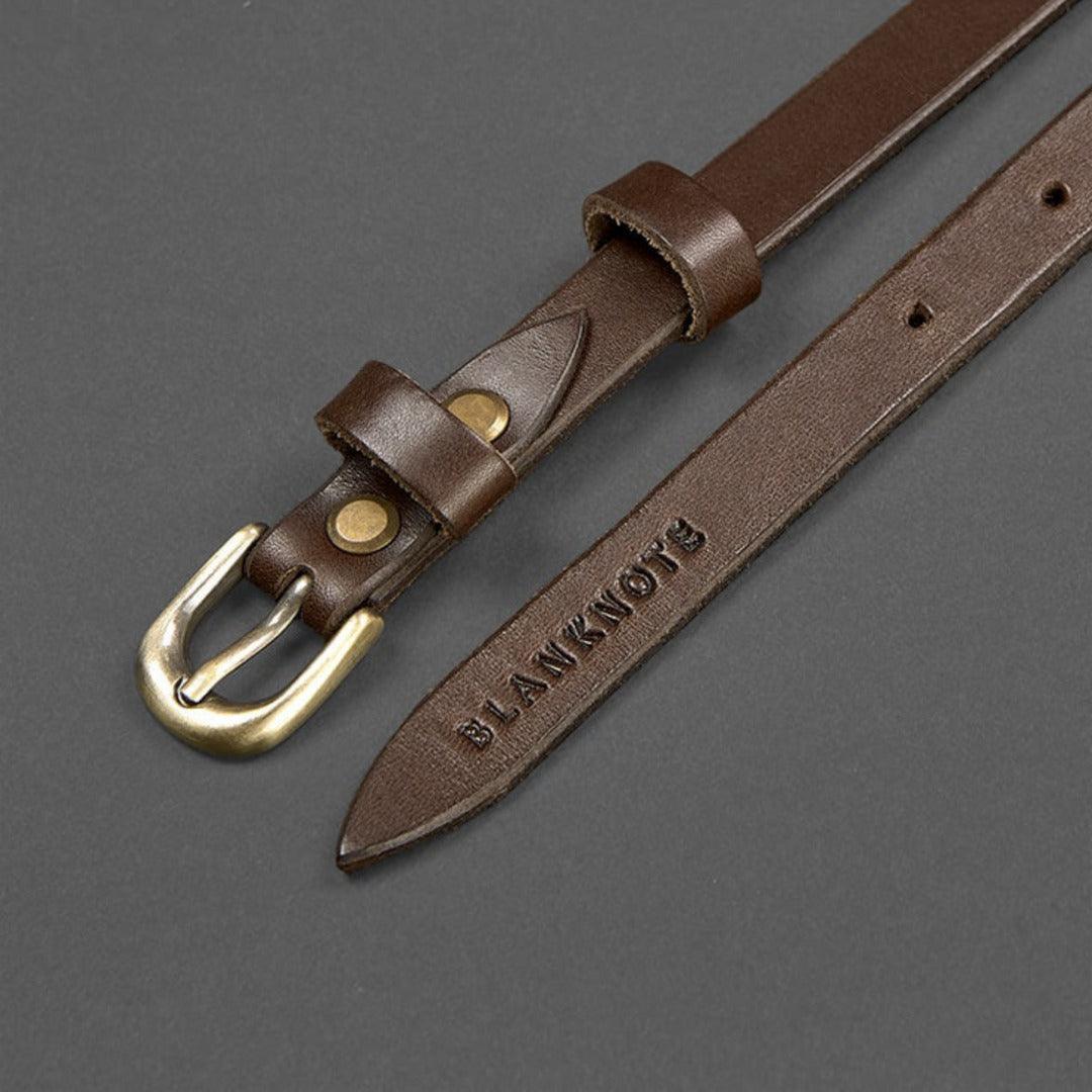 Handgefertigter, hochwertiger schmaler Ledergürtel