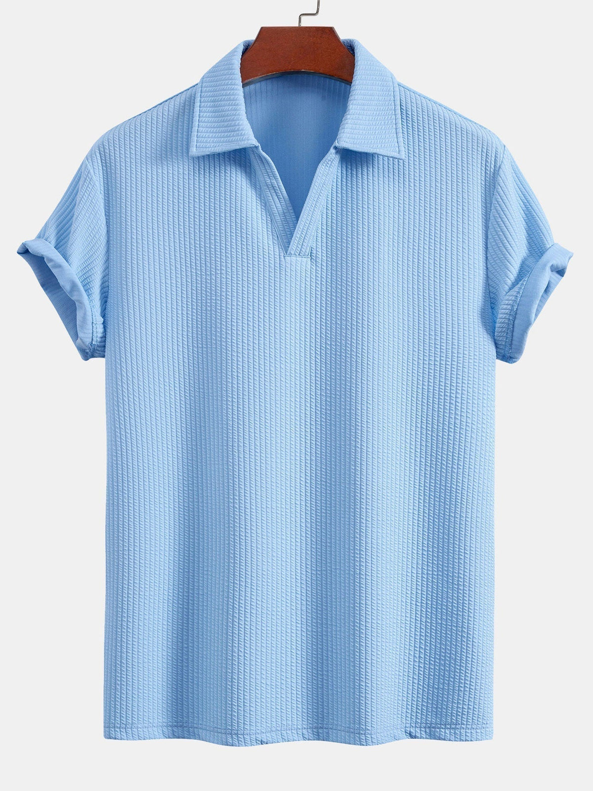 Strukturiertes V-Ausschnitt-Polo & Shorts
