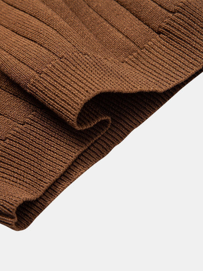 Gestreiftes V-Ausschnitt Strick-Polo