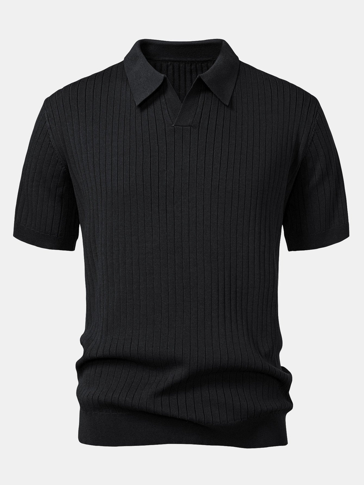Gestreiftes V-Ausschnitt Strick-Polo
