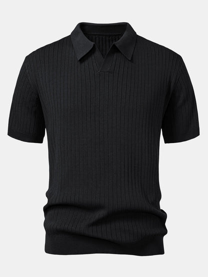 Gestreiftes V-Ausschnitt Strick-Polo