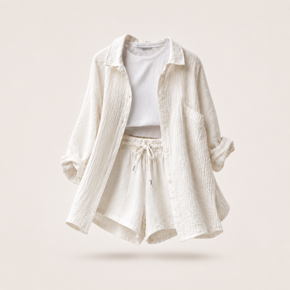 Riviera Crinkle Co-Ord Set aus Hemd und Shorts