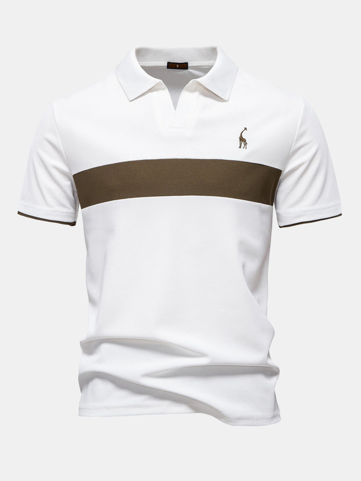 V-Ausschnitt Poloshirt mit Kontrast-Piqué-Design