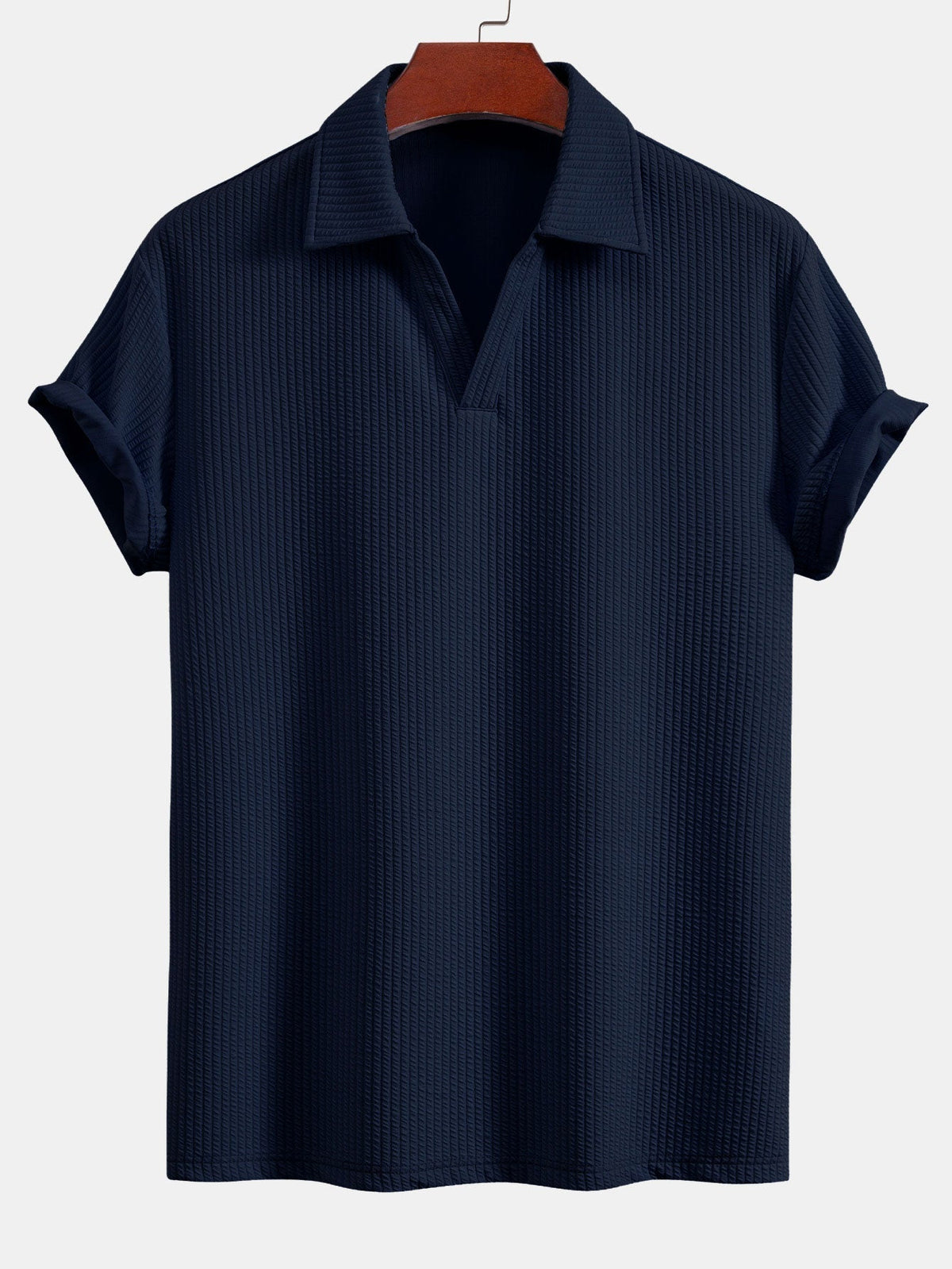 Strukturiertes V-Ausschnitt-Polo & Shorts