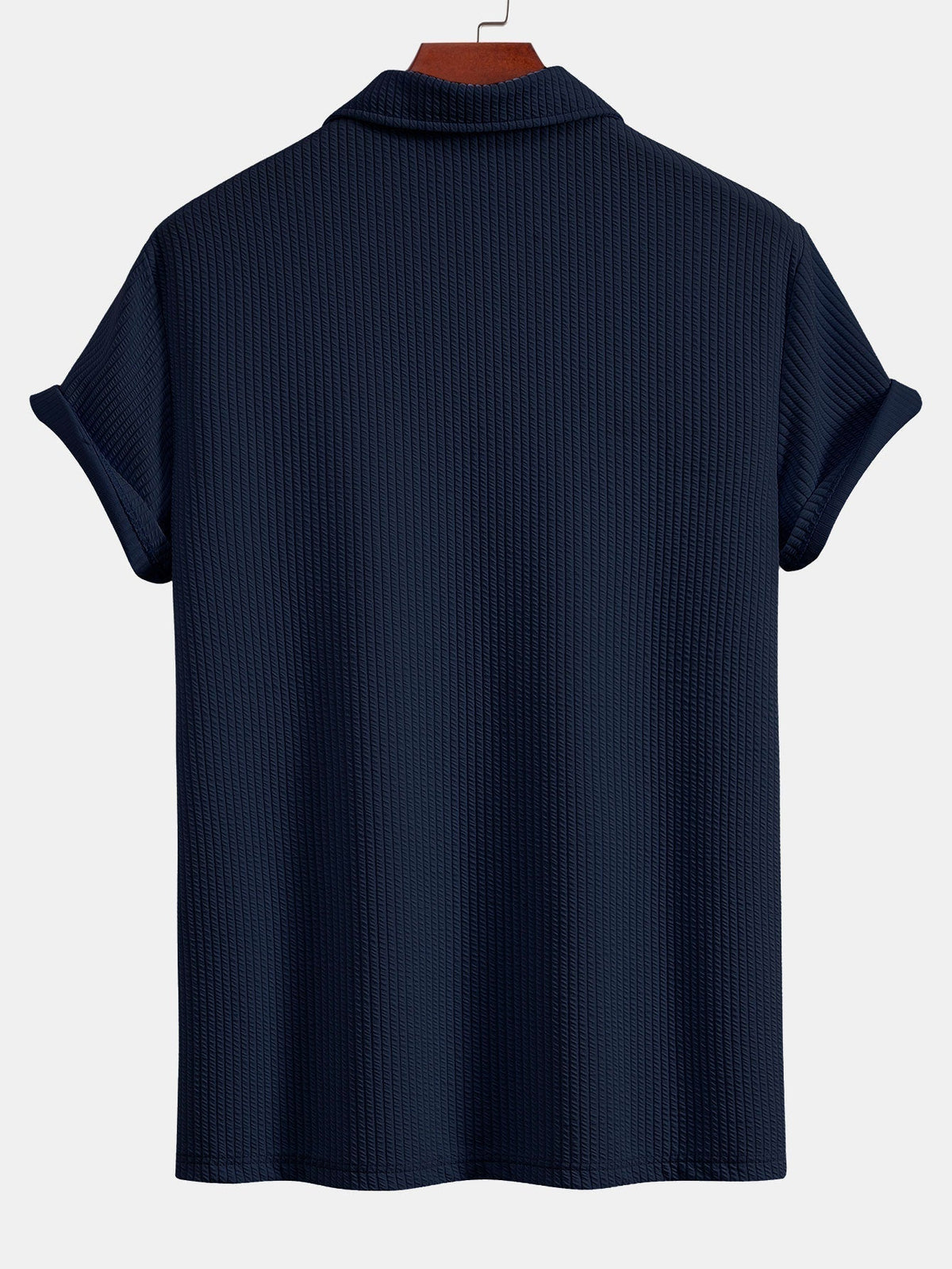 Strukturiertes V-Ausschnitt Polohemd & Hose Set