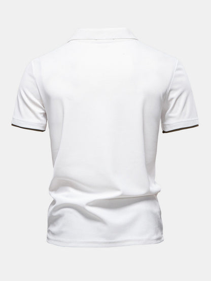 V-Ausschnitt Poloshirt mit Kontrast-Piqué-Design
