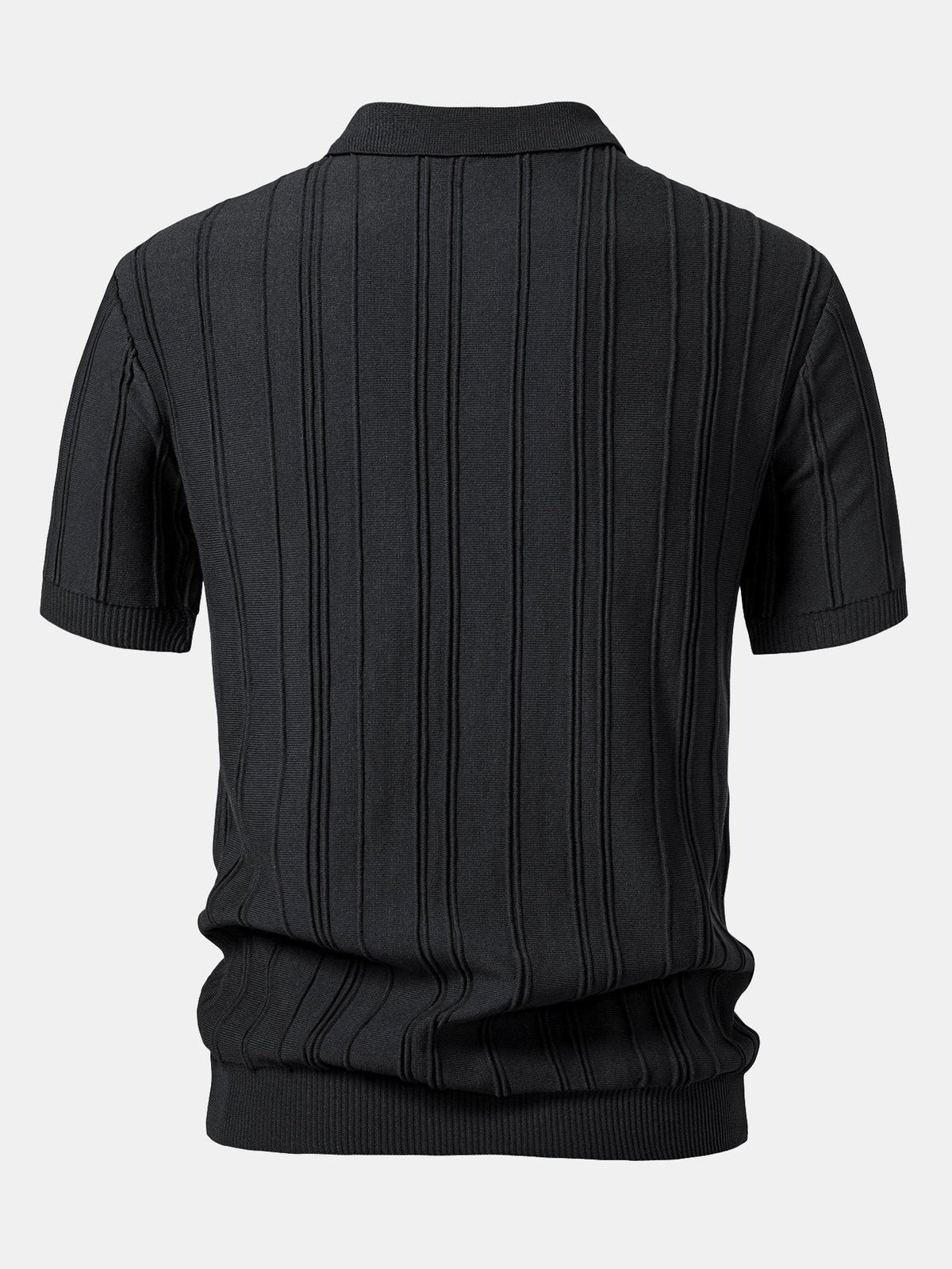 Gestreiftes Jacquard-Strick-Poloshirt mit Reißverschluss