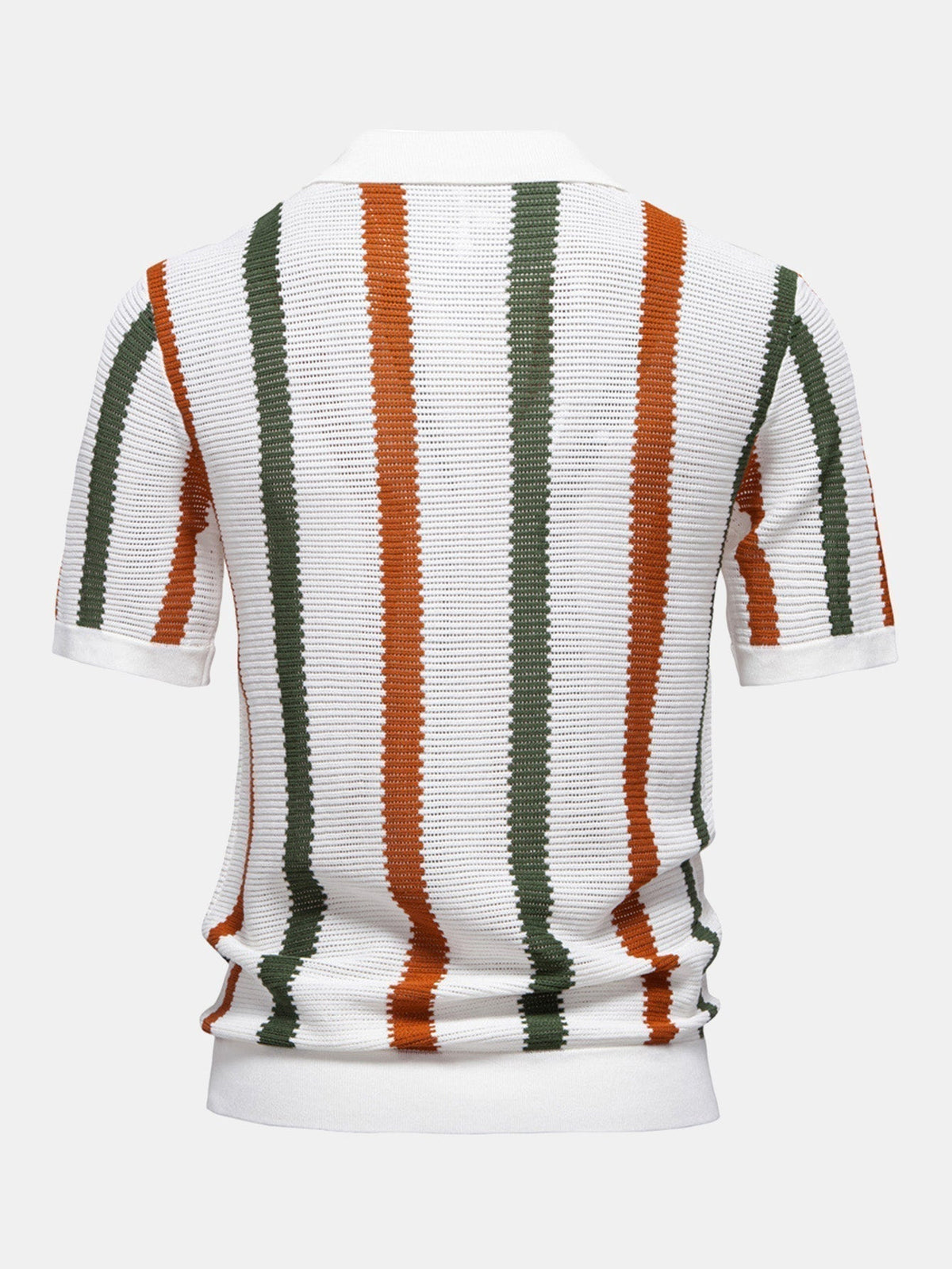 Gestreiftes V-Ausschnitt Strickpolohemd