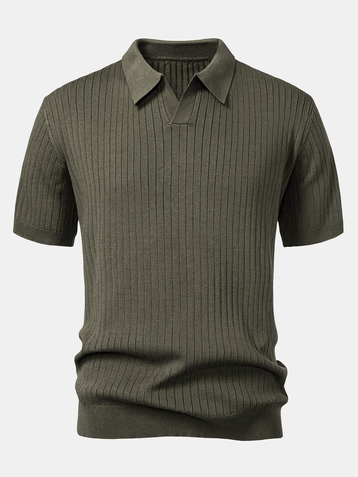 Gestreiftes V-Ausschnitt Strick-Polo