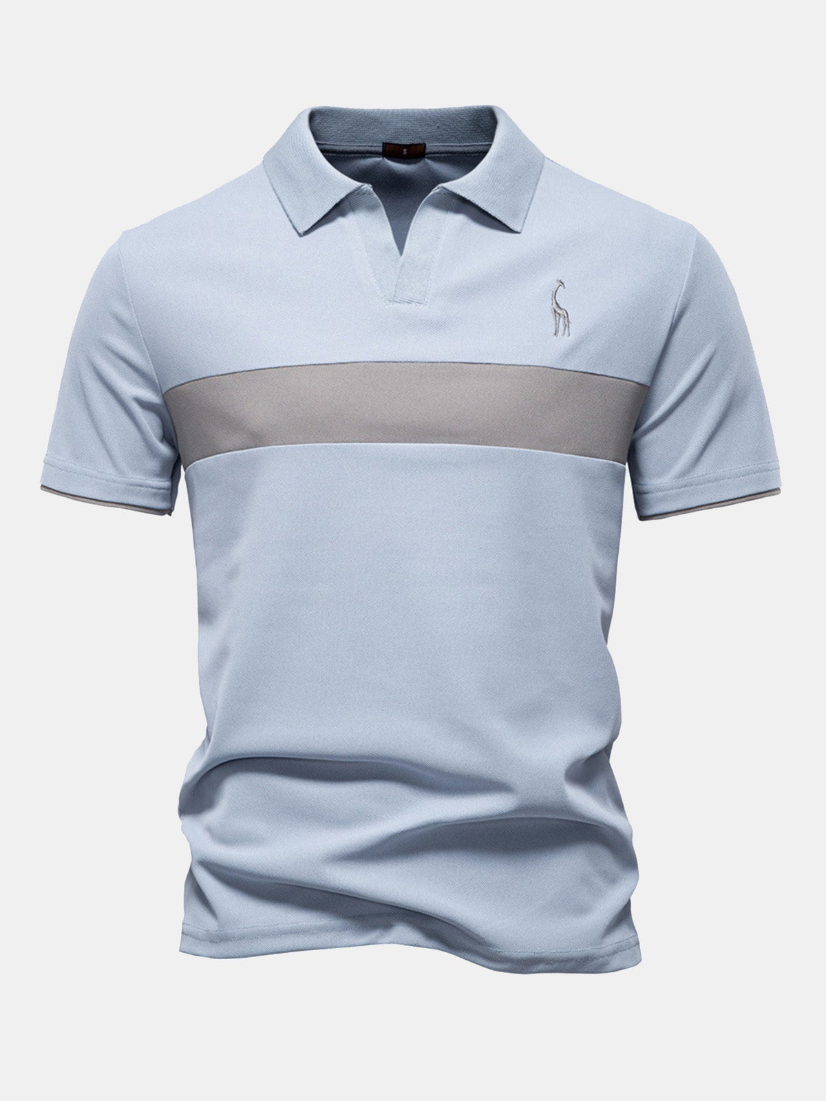 V-Ausschnitt Poloshirt mit Kontrast-Piqué-Design