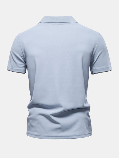 V-Ausschnitt Poloshirt mit Kontrast-Piqué-Design