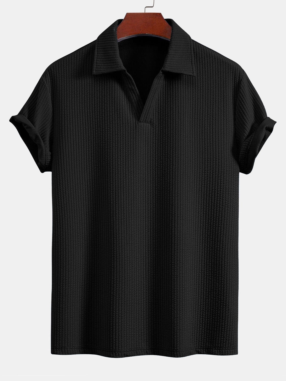 Strukturiertes V-Ausschnitt-Polo & Shorts