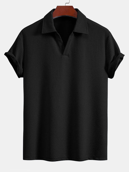 Strukturiertes V-Ausschnitt-Polo & Shorts