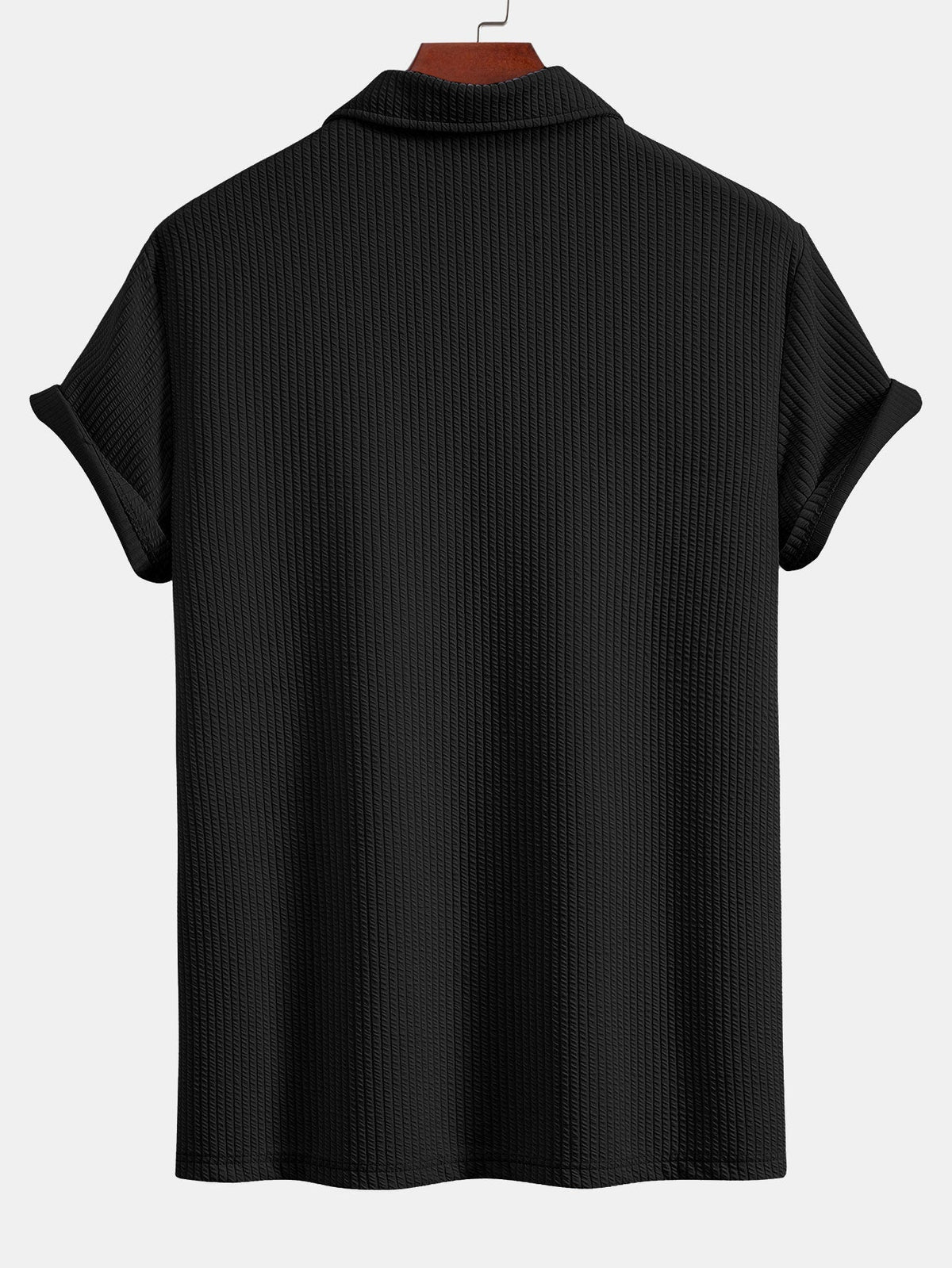 Strukturiertes V-Ausschnitt Polohemd & Hose Set