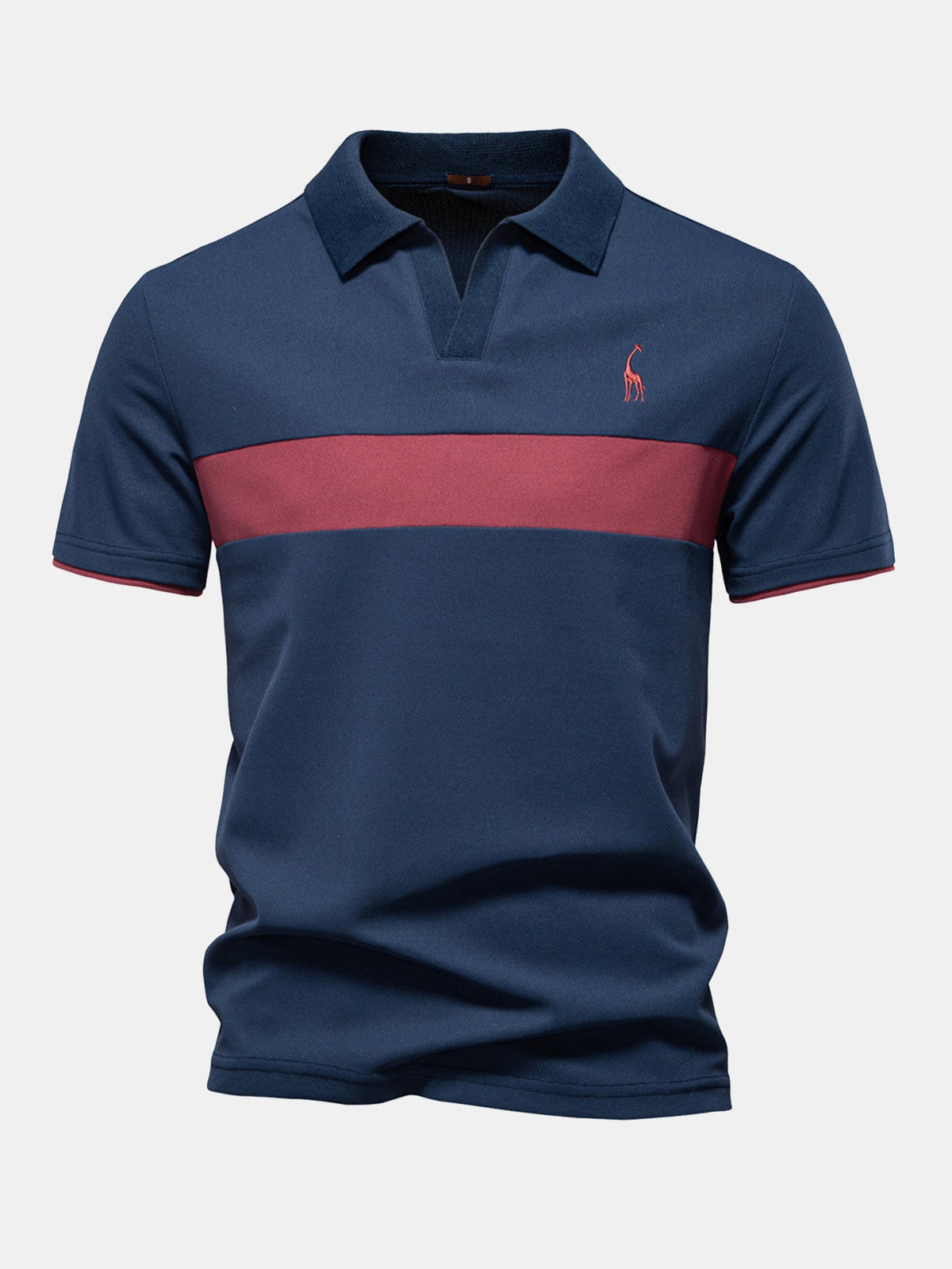 V-Ausschnitt Poloshirt mit Kontrast-Piqué-Design
