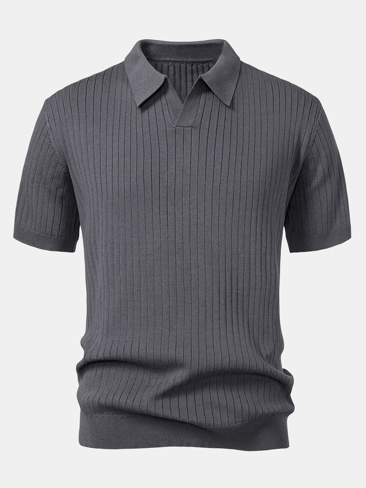 Gestreiftes V-Ausschnitt Strick-Polo