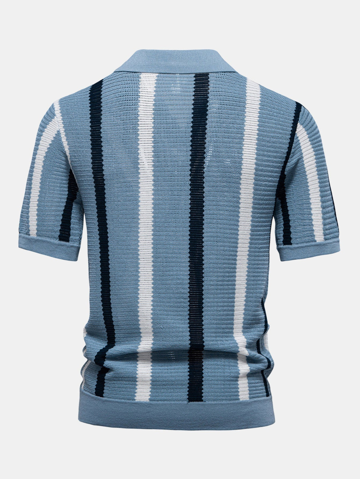 Gestreiftes V-Ausschnitt Strickpolohemd