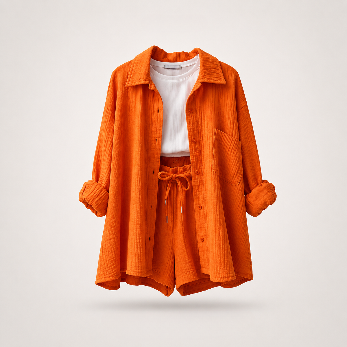 Riviera Crinkle Co-Ord Set aus Hemd und Shorts
