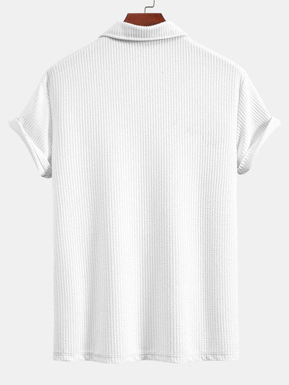 Strukturiertes V-Ausschnitt-Polo & Shorts