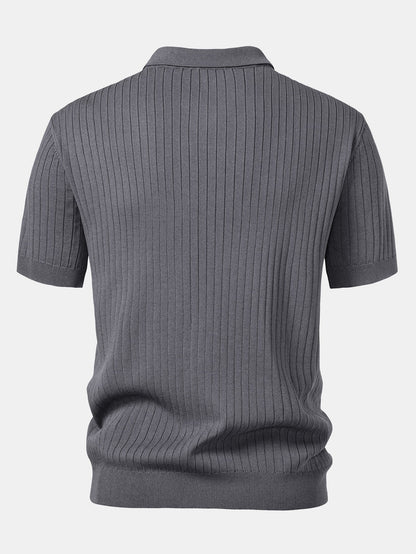 Gestreiftes V-Ausschnitt Strick-Polo