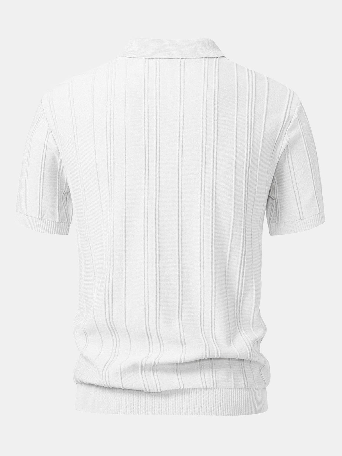 Gestreiftes Jacquard-Strick-Poloshirt mit Reißverschluss