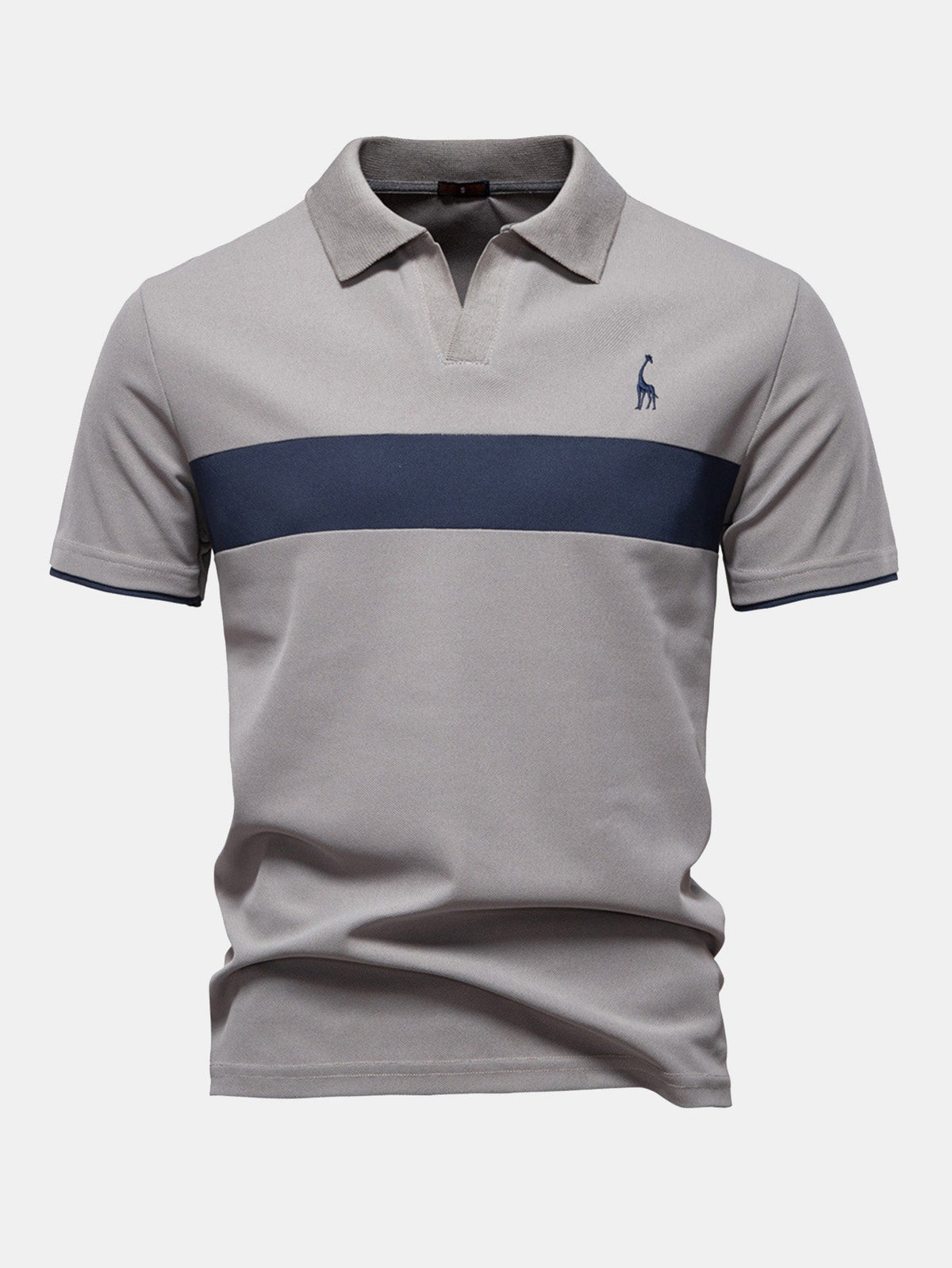 V-Ausschnitt Poloshirt mit Kontrast-Piqué-Design