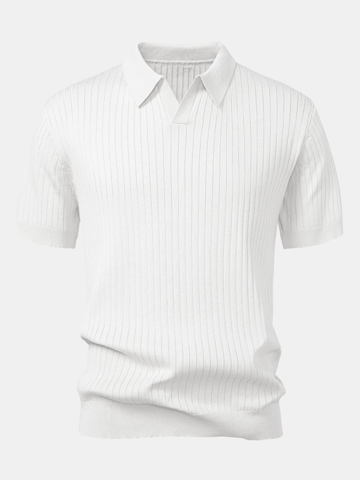 Gestreiftes V-Ausschnitt Strick-Polo