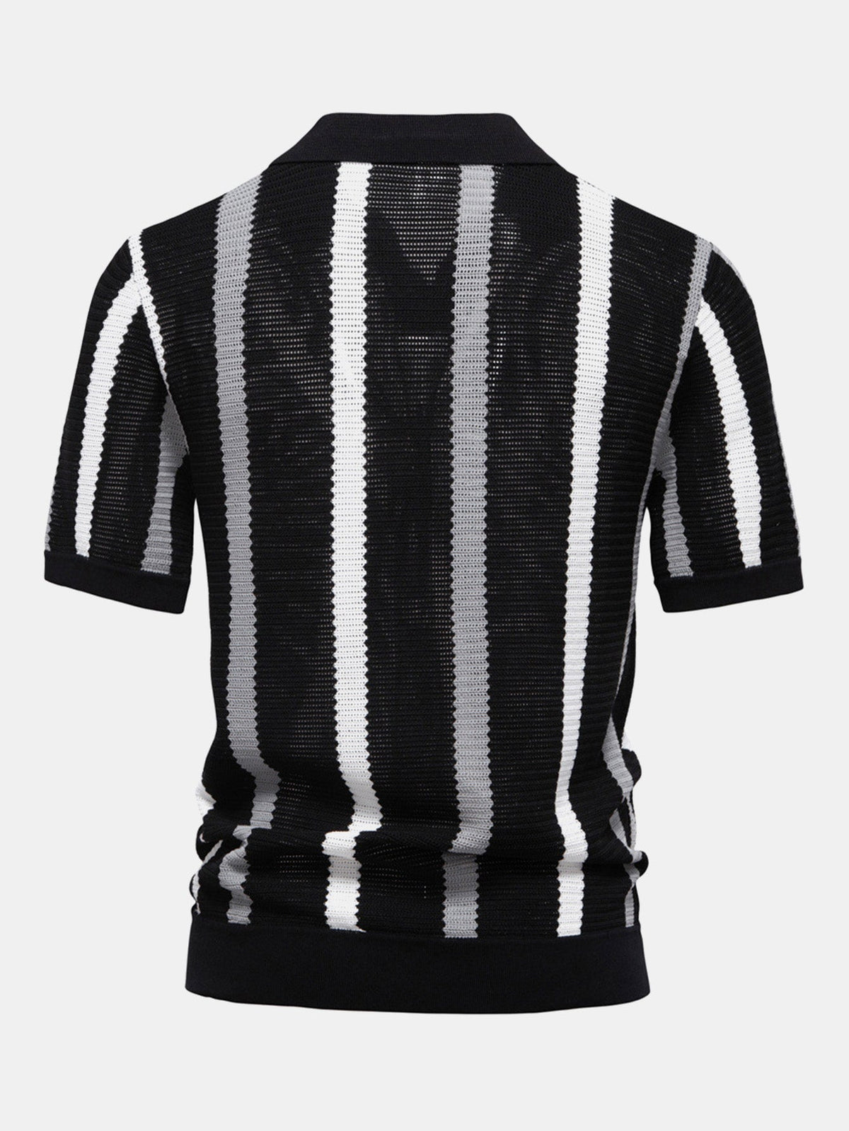Gestreiftes V-Ausschnitt Strickpolohemd