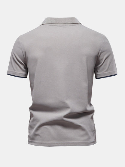 V-Ausschnitt Poloshirt mit Kontrast-Piqué-Design