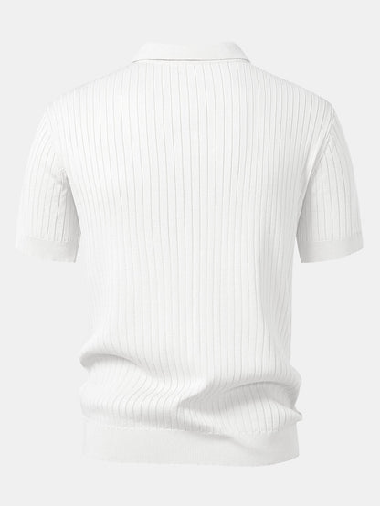 Gestreiftes V-Ausschnitt Strick-Polo