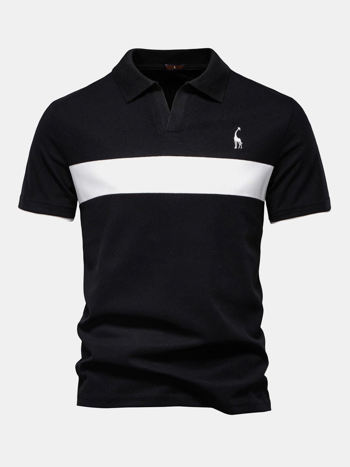 V-Ausschnitt Poloshirt mit Kontrast-Piqué-Design