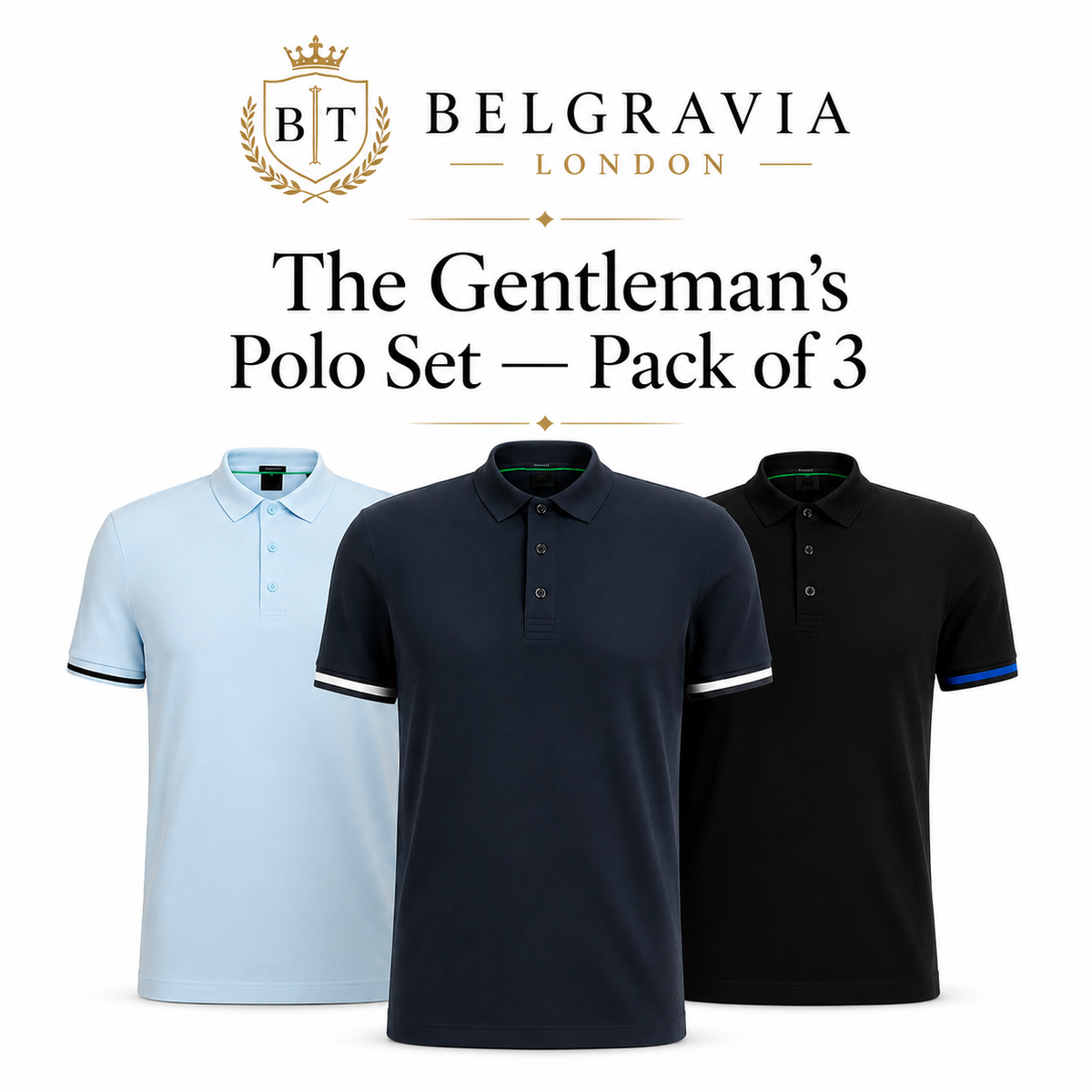 Das Gentleman's Polo-Set — 3er-Pack