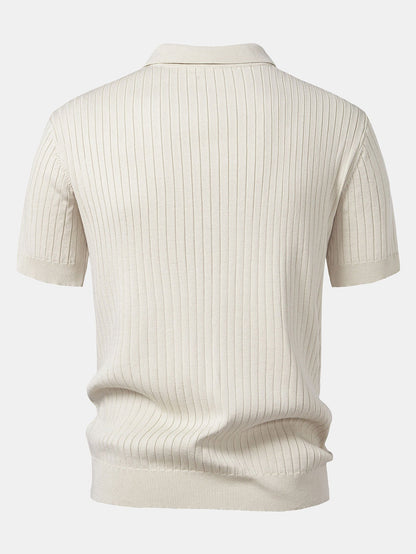 Gestreiftes V-Ausschnitt Strick-Polo
