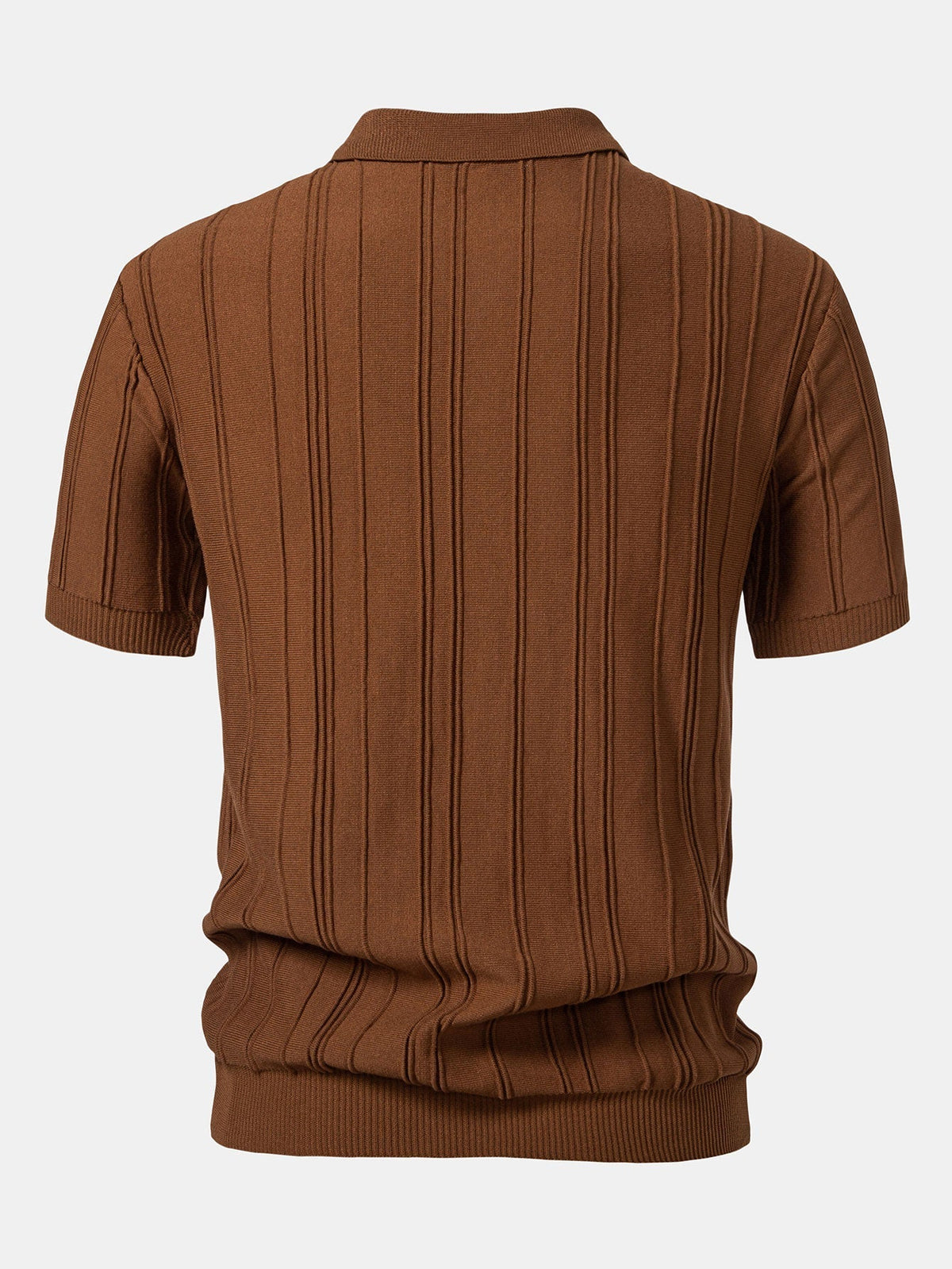 Gestreiftes Jacquard-Strick-Poloshirt mit Reißverschluss