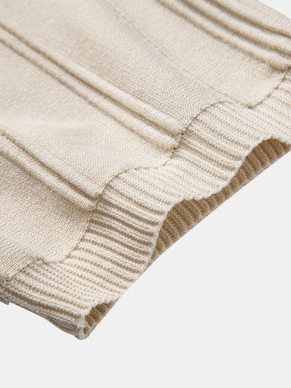 Gestreiftes Jacquard-Strick-Poloshirt mit Reißverschluss