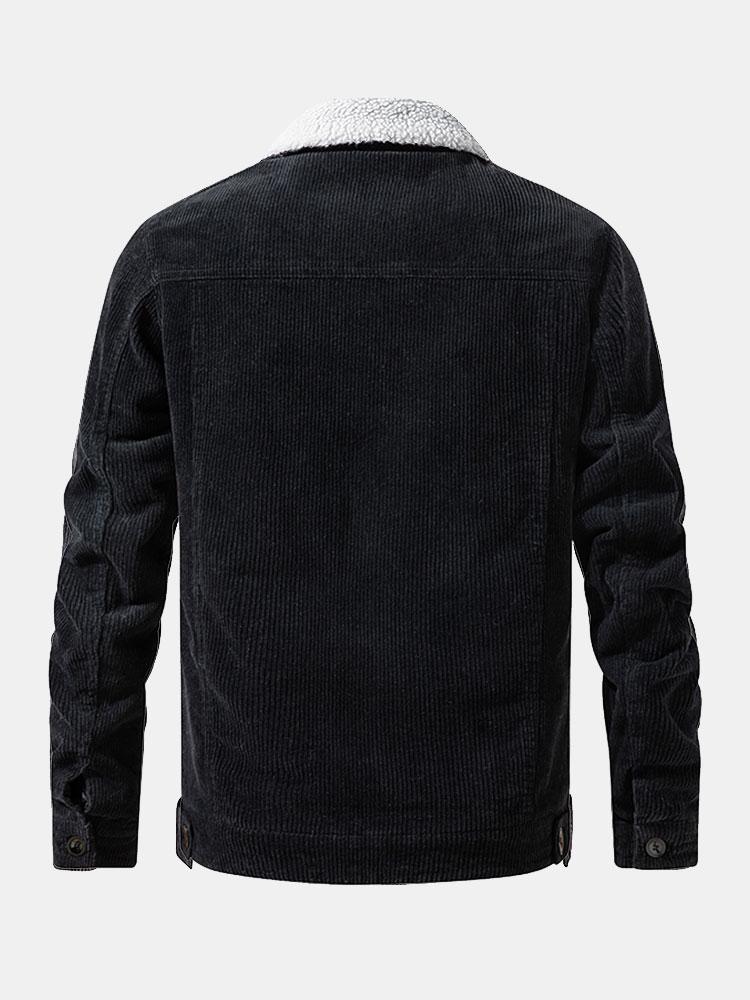 Teddy-Fleece gefütterte Baumwoll-Kordjacke