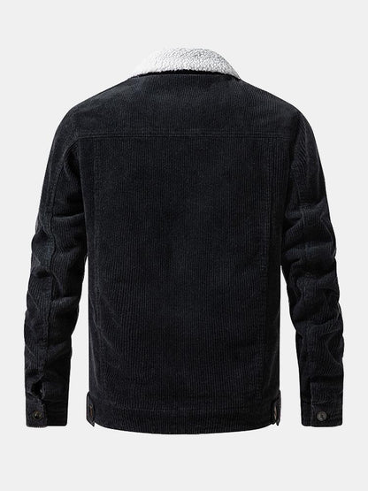 Teddy-Fleece gefütterte Baumwoll-Kordjacke
