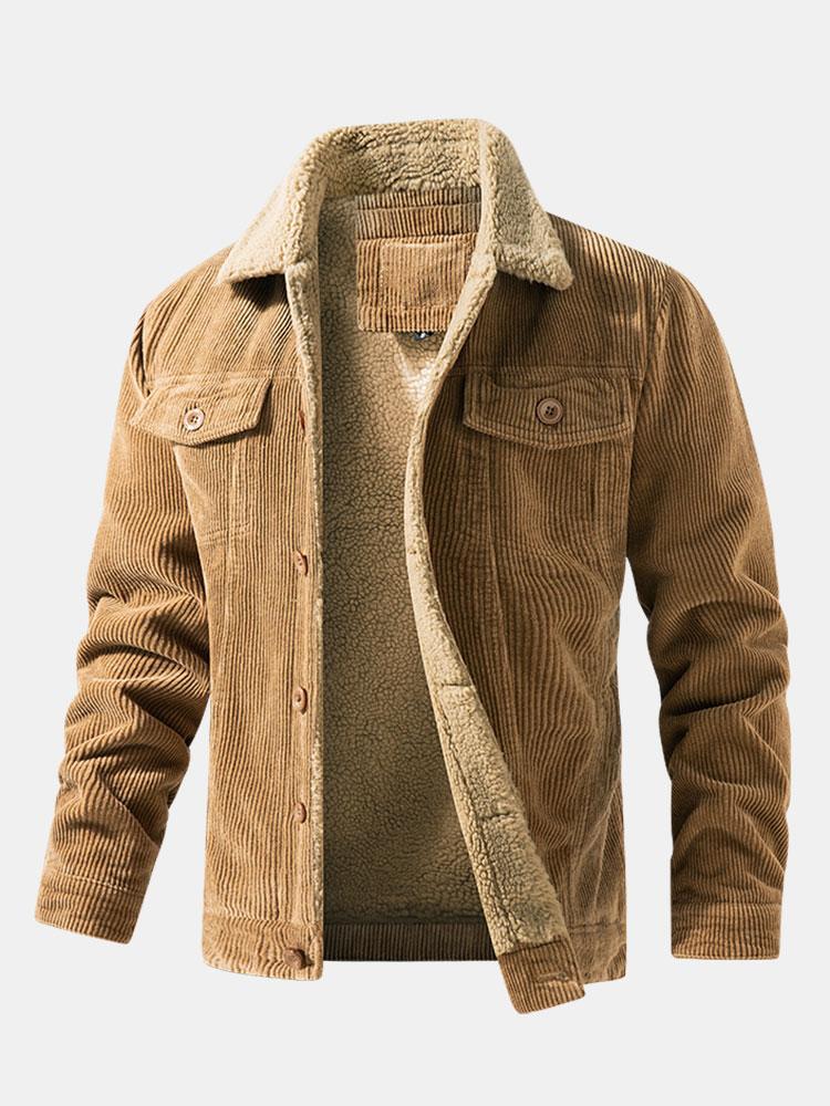 Teddy-Fleece gefütterte Baumwoll-Kordjacke