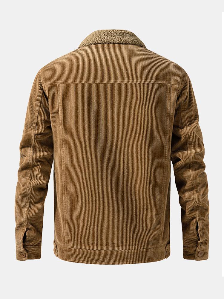 Teddy-Fleece gefütterte Baumwoll-Kordjacke