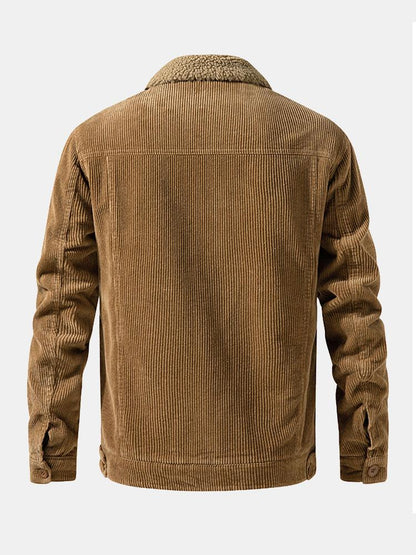 Teddy-Fleece gefütterte Baumwoll-Kordjacke