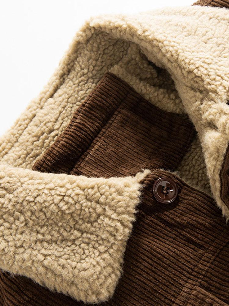 Teddy-Fleece gefütterte Baumwoll-Kordjacke