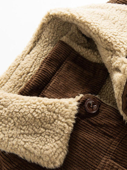 Teddy-Fleece gefütterte Baumwoll-Kordjacke