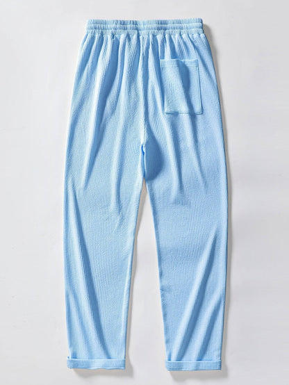 Strukturiertes V-Ausschnitt Polohemd & Hose Set