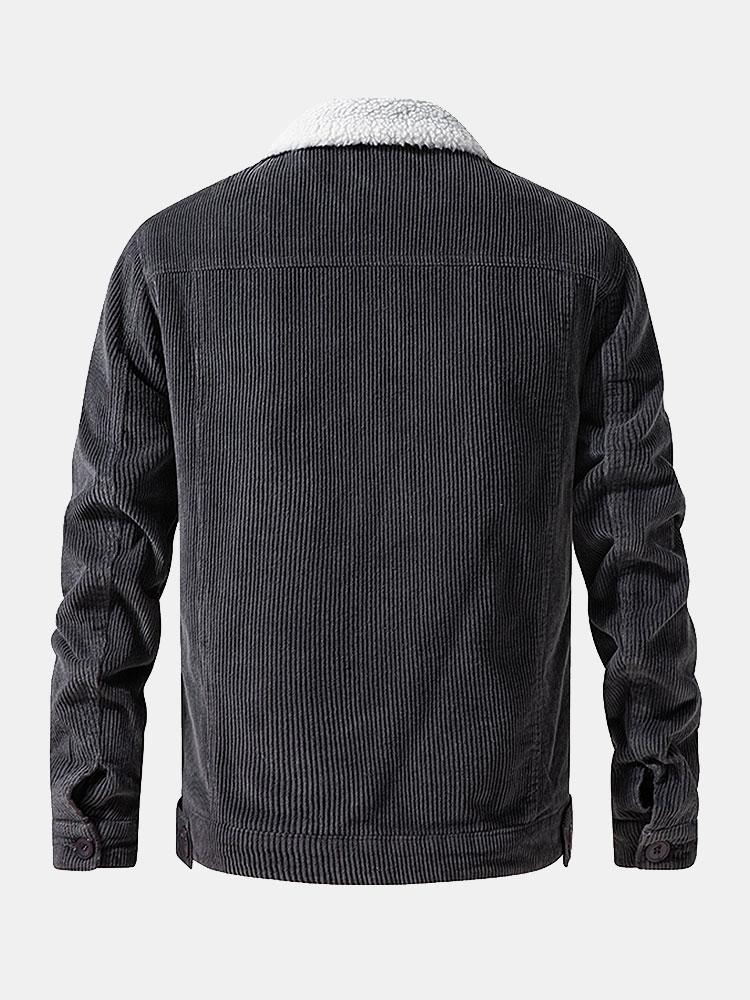 Teddy-Fleece gefütterte Baumwoll-Kordjacke