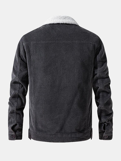 Teddy-Fleece gefütterte Baumwoll-Kordjacke