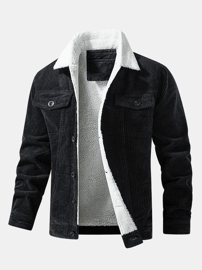 Teddy-Fleece gefütterte Baumwoll-Kordjacke