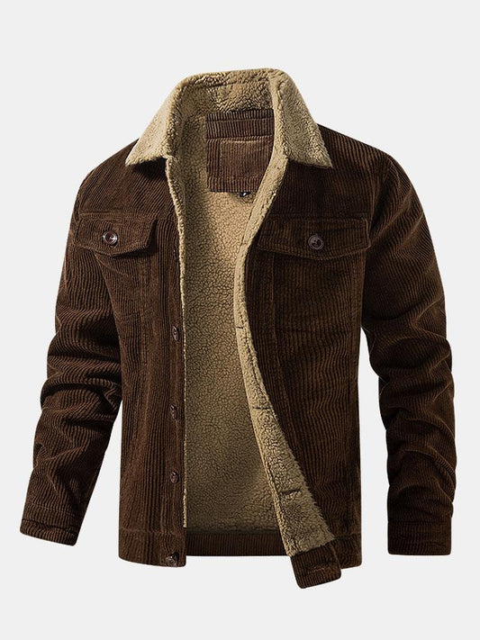 Teddy-Fleece gefütterte Baumwoll-Kordjacke