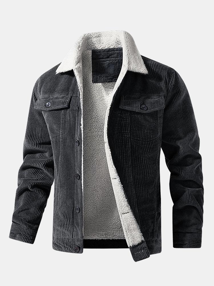 Teddy-Fleece gefütterte Baumwoll-Kordjacke