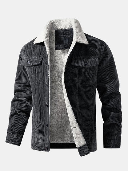 Teddy-Fleece gefütterte Baumwoll-Kordjacke