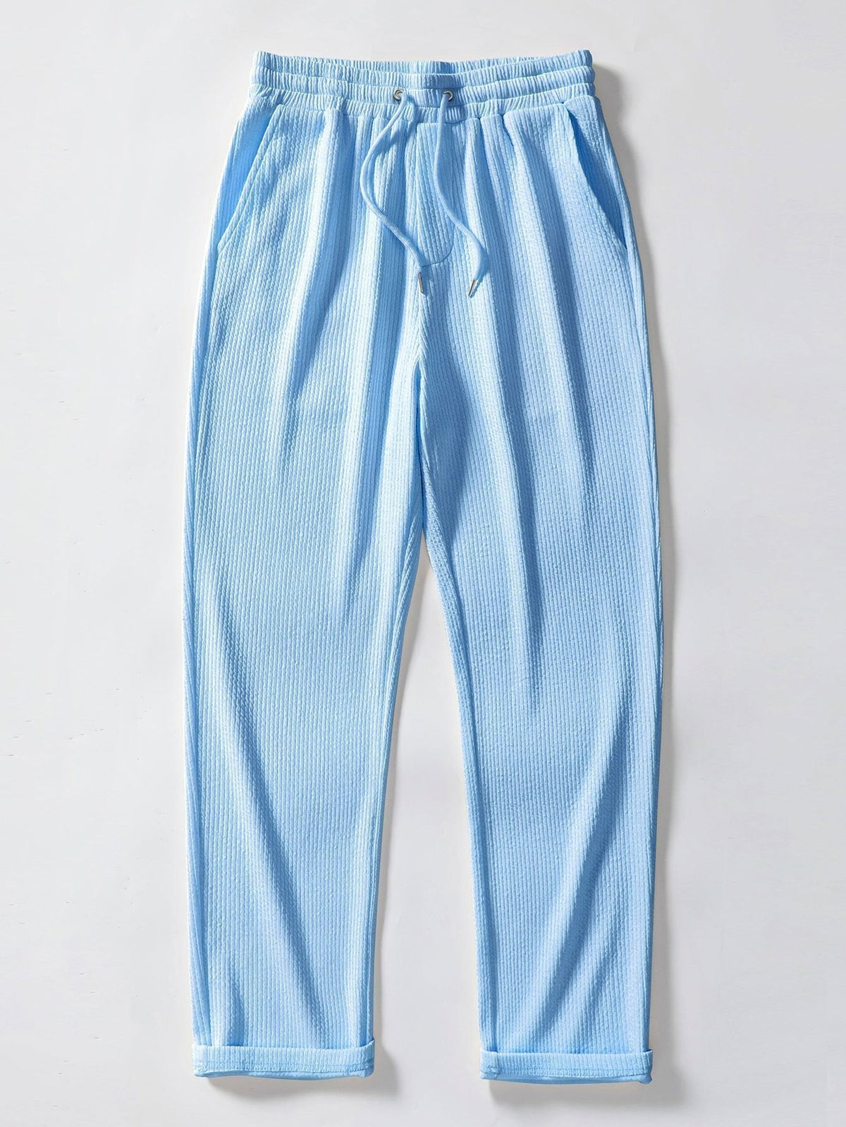 Strukturiertes V-Ausschnitt Polohemd & Hose Set